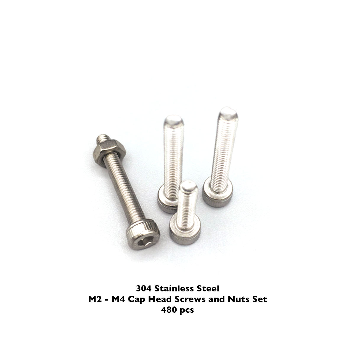 M3-M8 Stainless Steel Hex Socket Cap Head Screw Assortment – With Nuts And Washers – Allen Drive